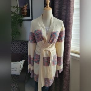 Lane Bryant Belted Striped Cardigan